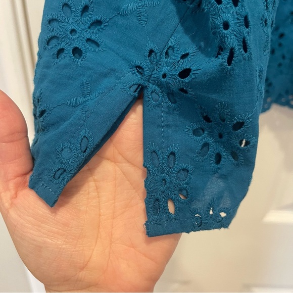 Nurture By Westbound Button Up Blouse Womens 3XL Eyelet Puff Sleeves Embroidered - Picture 6 of 11